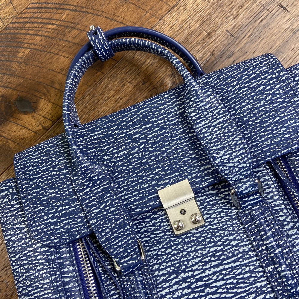 3-1 PHILLIP LIM Blue Pashli satchel Speckle bag - Picture 8 of 9